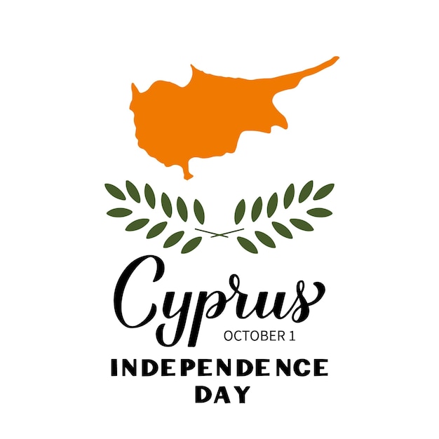 Cyprus Independence Day calligraphy hand lettering isolated on white Cyprian National holiday celebration on October 1 Vector template for typography poster banner flyer greeting card etc