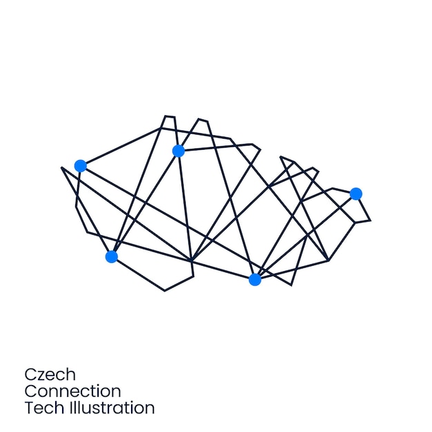 Czech Connection Tech Technology Geometric Polygonal Logo Vector Icon Illustration