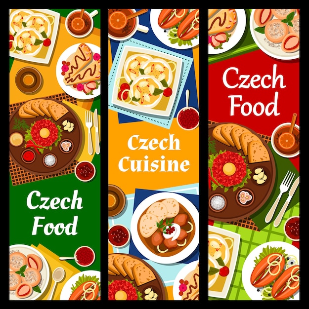 Czech cuisine meals and dishes vertical banners