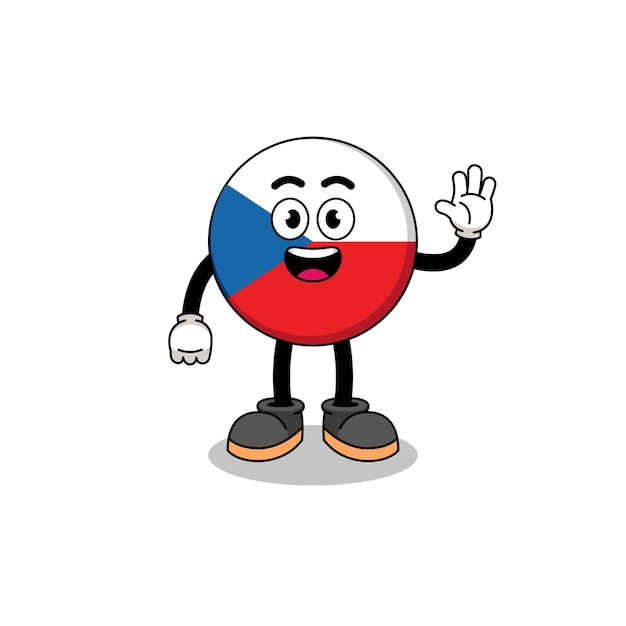 Czech republic cartoon doing wave hand gesture