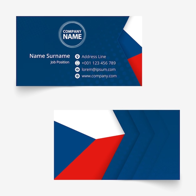 Czech Republic Flag Business Card, standard size (90x50 mm) business card template with bleed under the clipping mask.