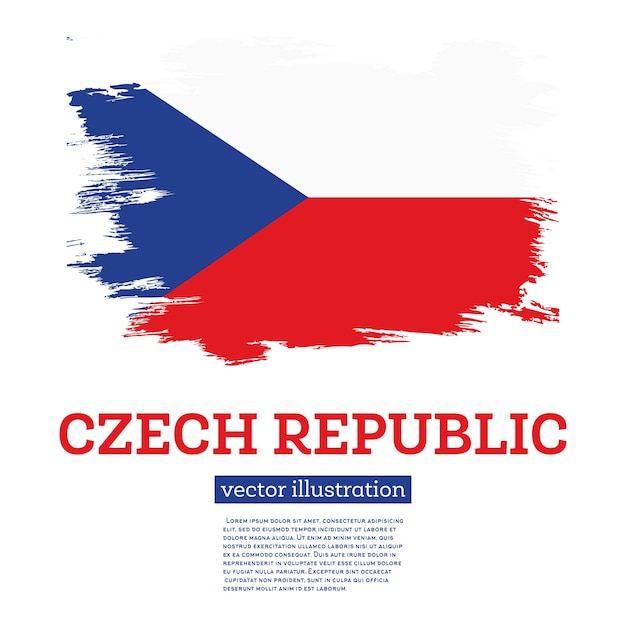 Czech Republic Flag with Brush Strokes Vector Illustration Independence Day