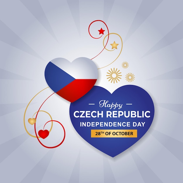 Czech Republic Heart Flag for Independence Day