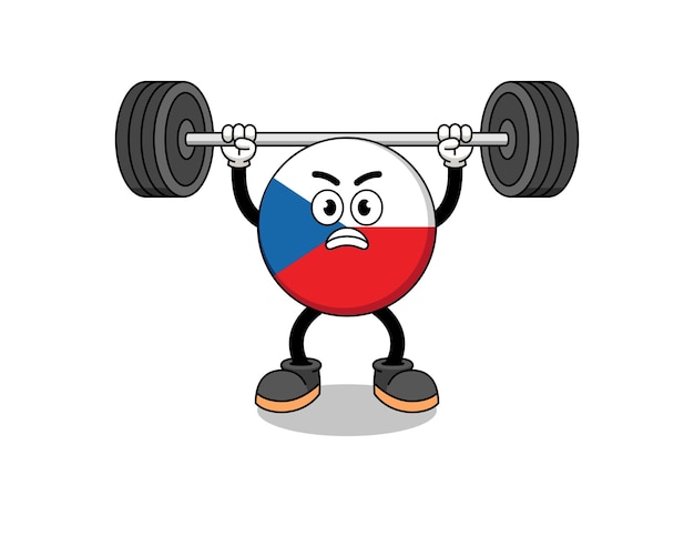 Czech republic mascot cartoon lifting a barbell