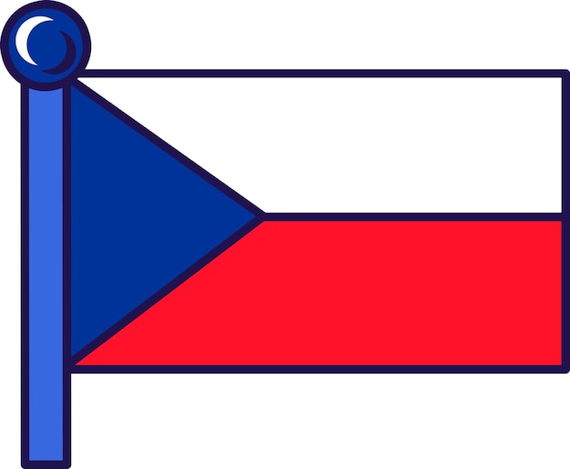 Czech republic nation flag on flagstaff vector