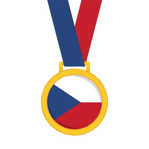 Czech Republic national flag gold first place winners medal