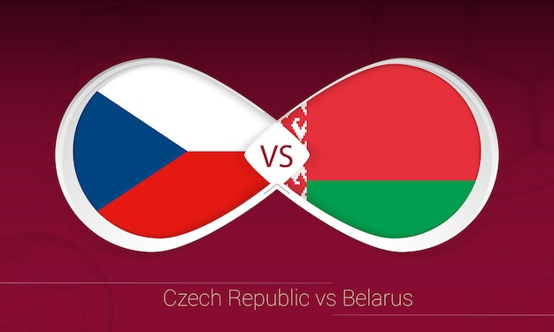 Czech Republic vs Belarus in Football Competition, Group E. Versus icon on Football background.