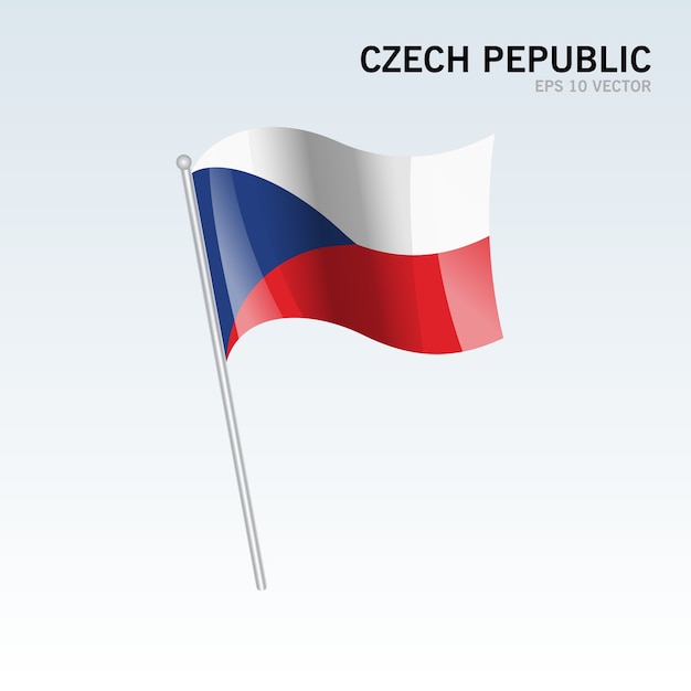 Czech Republic waving flag isolated on gray background