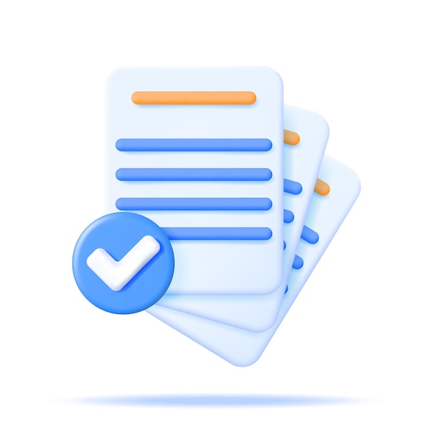 D approved documents papers icon isolated