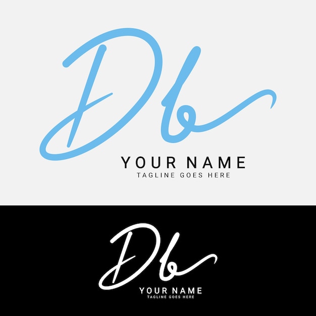 Vector d b db initial letter logo alphabet db handwritten signature logo