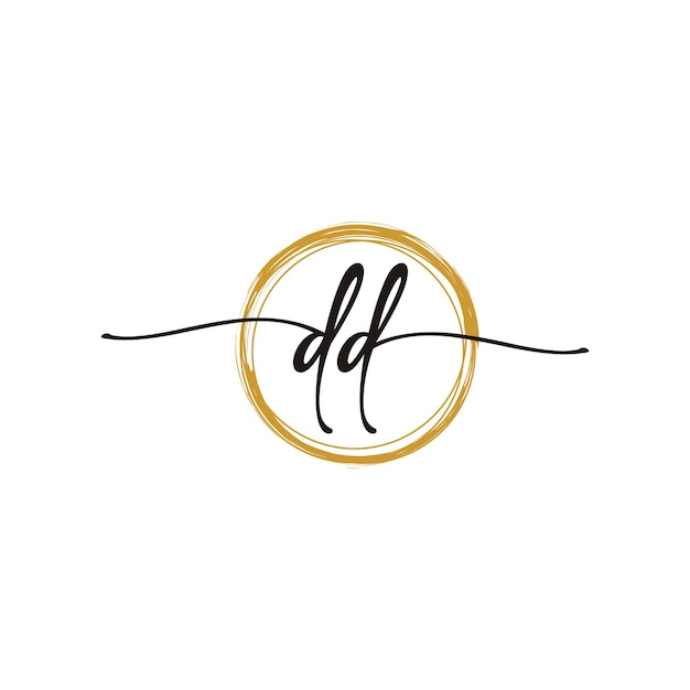 D D Initial Script Letter Beauty Logo Template