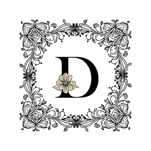 D floral letter hand drawn floral alphabet