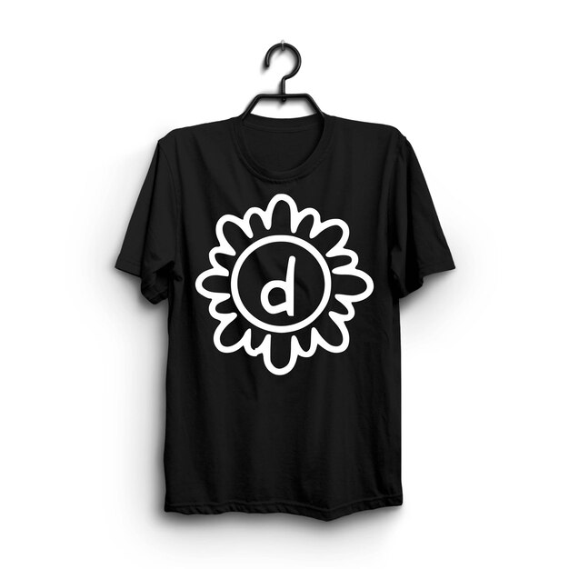 Vector d font black and white tshirt design and eps file black and white t shirt mockup fully editable