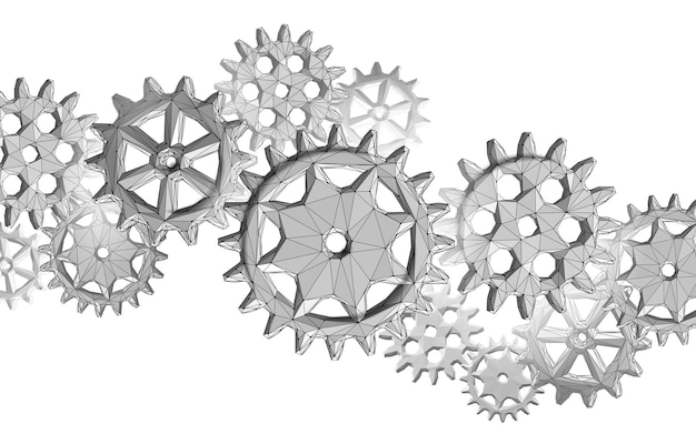 D gears work progress concept wheel industry mechanism engineering teamwork data analysis business e