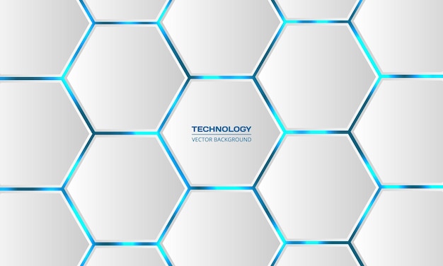 D hexagonal technology abstract white background