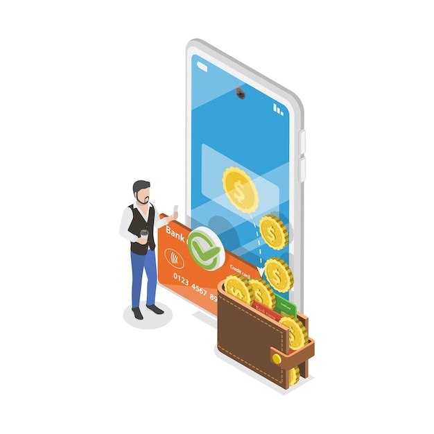 Vector d isometric flat illustration of refund and reversal transaction cashback and financial savings item