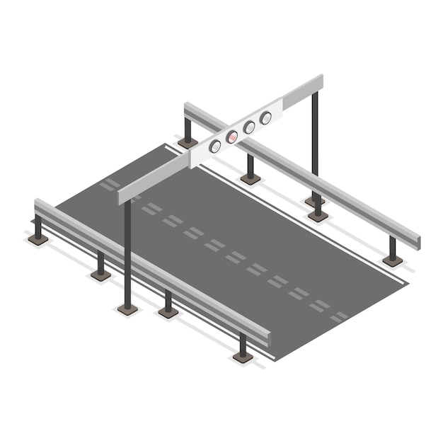 D isometric flat vector illustration of electronic tolls station gate item