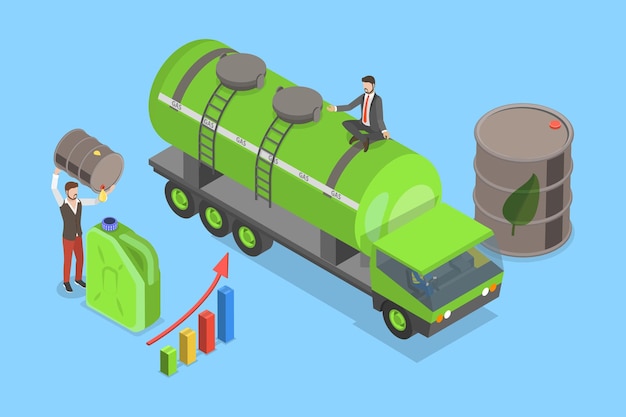 Vector d isometric flat vector illustration of renewable energy biofuel and environmental sustainability