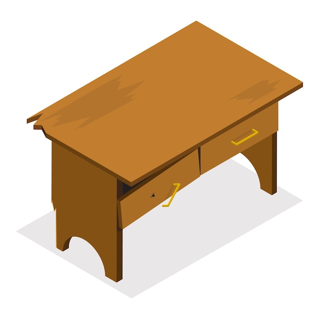 D isometric flat vector set of broken furniture defected home interior objects item