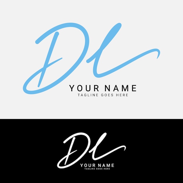 Vector d l dl initial letter logo alphabet dl handwritten signature logo