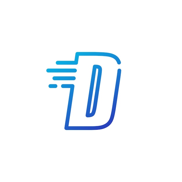 D letter dash fast quick digital mark line outline logo vector icon illustration