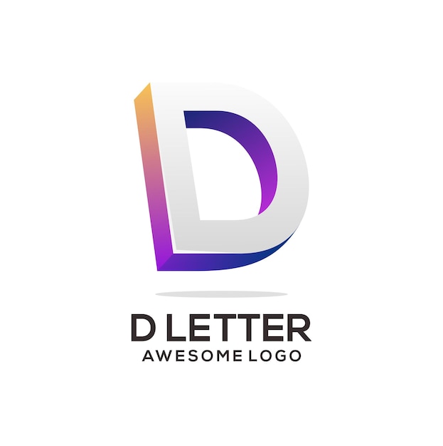 D letter logo colorful illustration abstract gradient