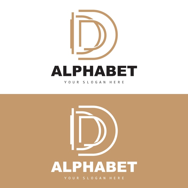 D Letter Logo Simple Alphabet Design Modern Minimalist Font Vector