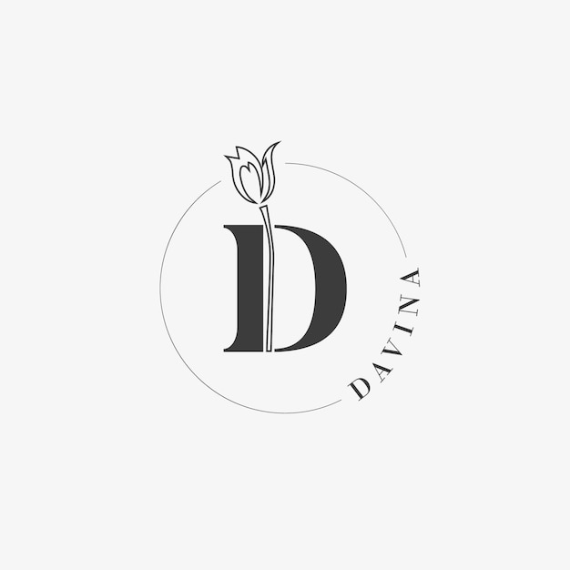 D Letter Logo with creative Floral concept for company business beauty real estate Premium Vector