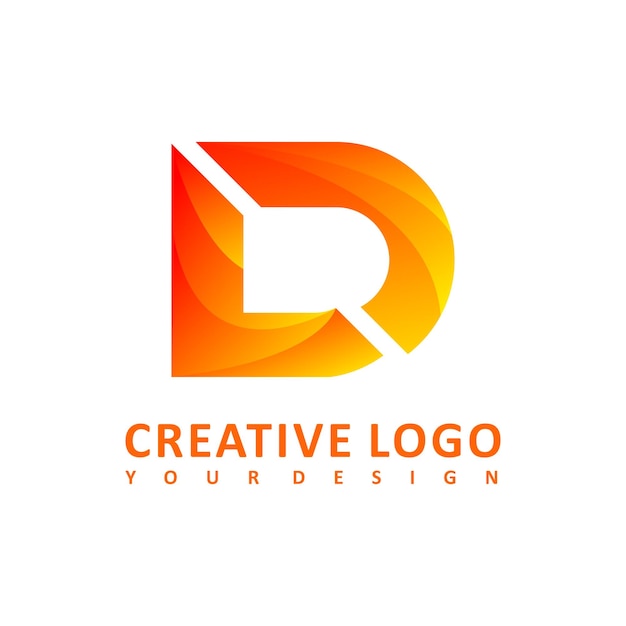 Vector d letter name logo design with gradient colored abstract style