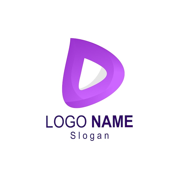 Vector d letter name logo design with gradient colored abstract style