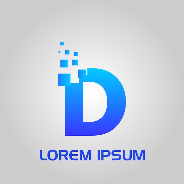 D Letter Pixel Flow Style Initial Logo