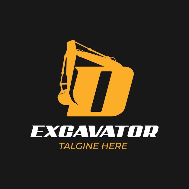 D logo excavator for construction company Heavy equipment template vector illustration for your brand