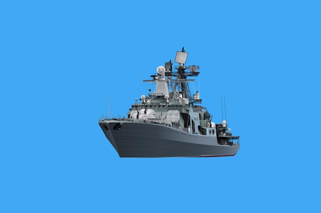 D realistic military ship model warship side view and top d camouflage military flagship vector illu