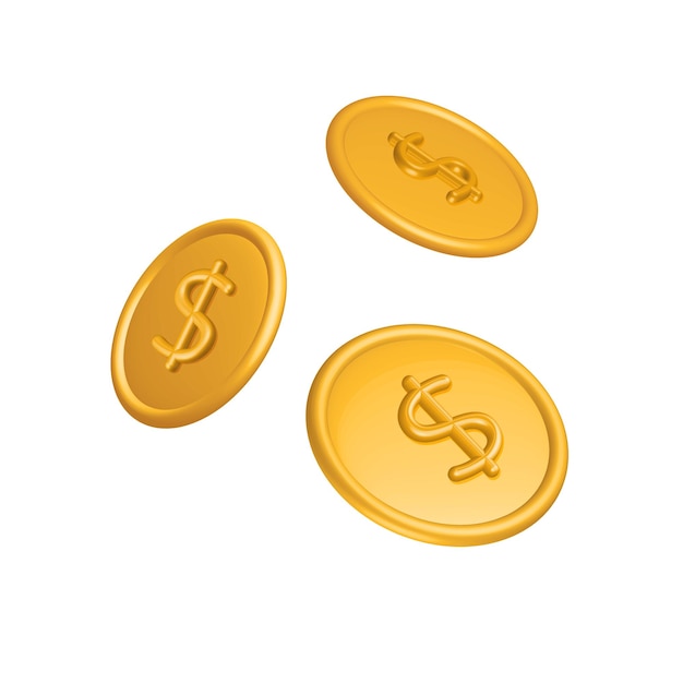 D render falling golden coins dollar coin money penny cash business investment profit money saving c