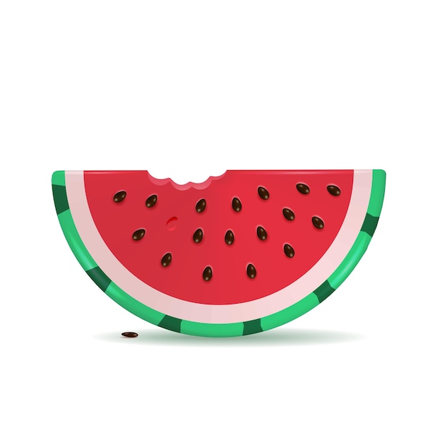 D render watermelon slice with seeds summer vector illustration of juisy fruit