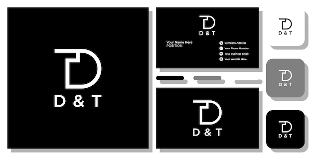 D amp T brand icon capital letters with business card template