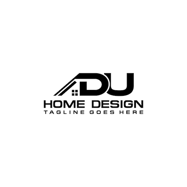 D U initial home or real estate logo vector design