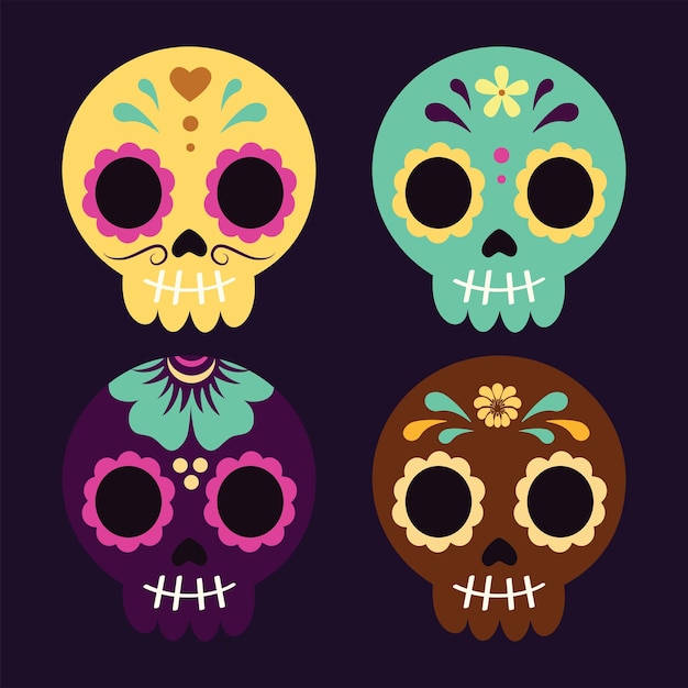 Da de muertos background in flat design