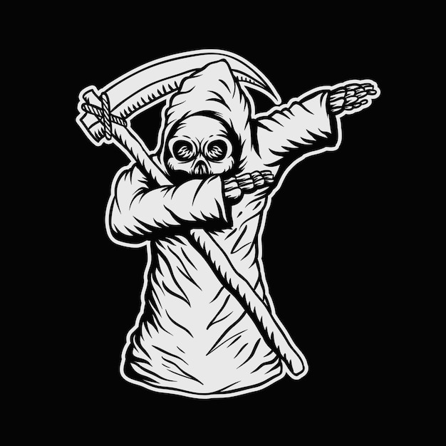 dabbing death skull vector illustration