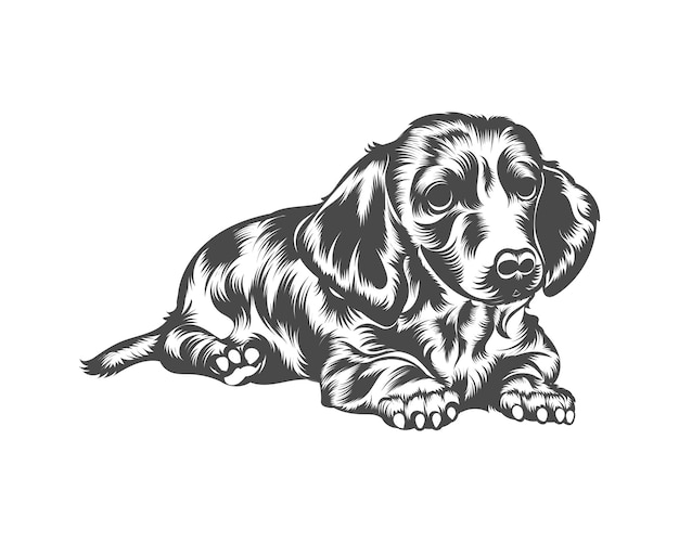 Dachshund Dog Breed Vector Illustration, Dachshund Dog Vector on White Background for t-shirt, logo,