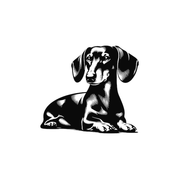 Vector dachshund dog different poses silhouette vector design