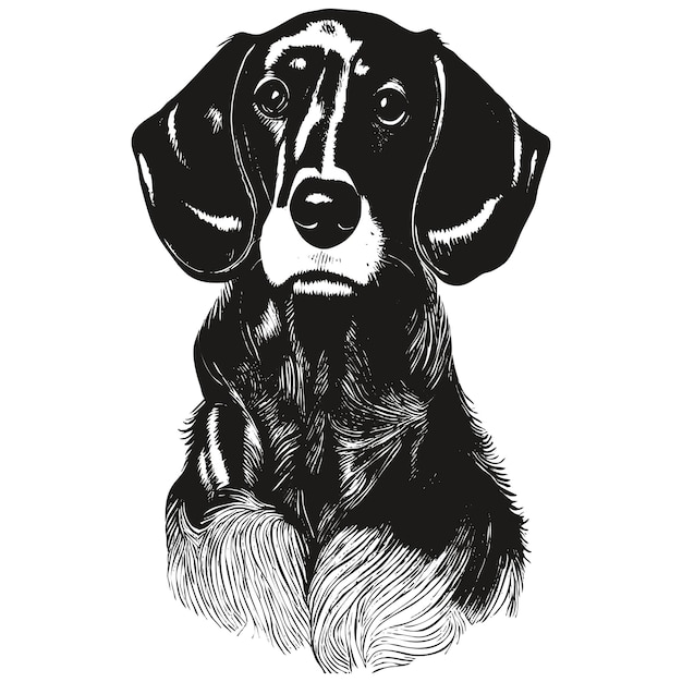 Vector dachshund hand drawn picture black and white drawing of dog