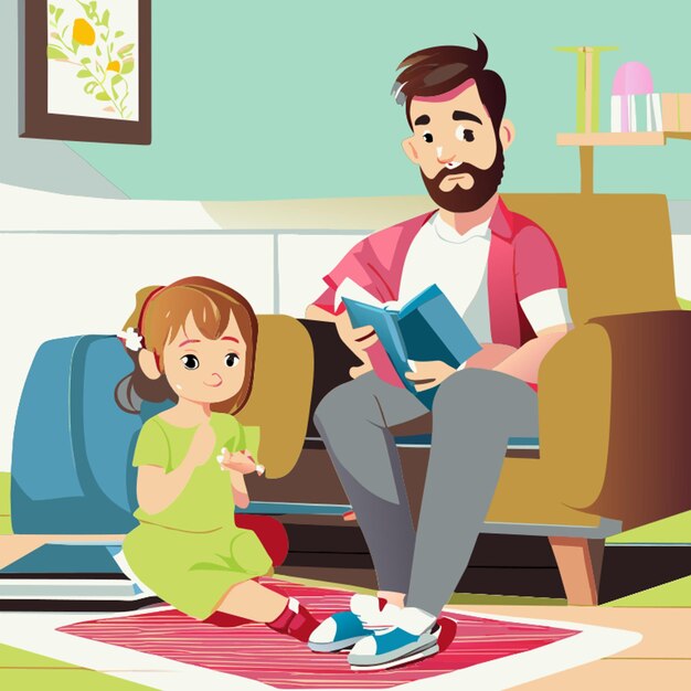 Vector dad is sitting on the sofa vector illustration