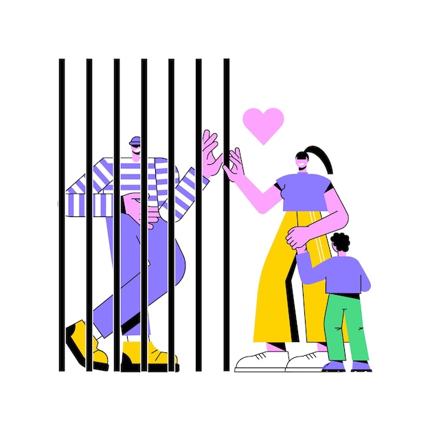 Dads in prison abstract concept vector illustration