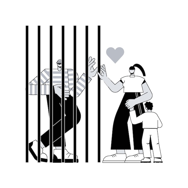 Dads in prison abstract concept vector illustration