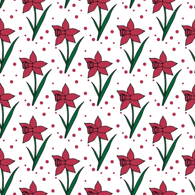 Daffodil flower and dot Seamless Pattern Design