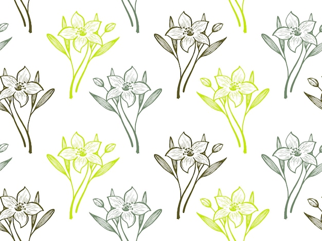 Daffodil or lily flowers vector seamless pattern textile print s