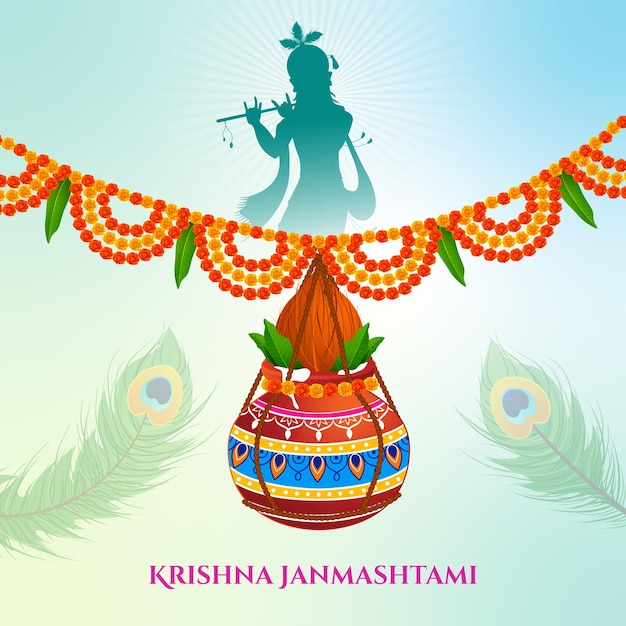 dahi handi celebration in Happy Janmashtami festival background of India