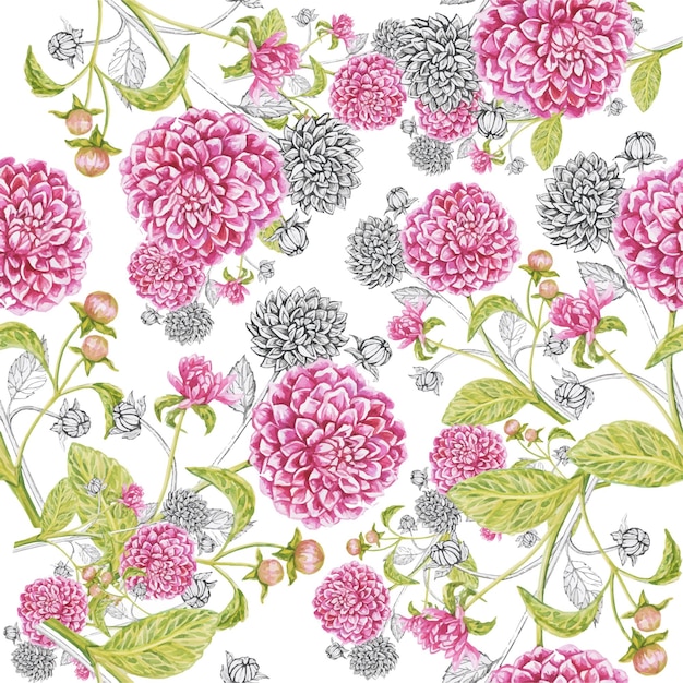 Dahlias pattern frame