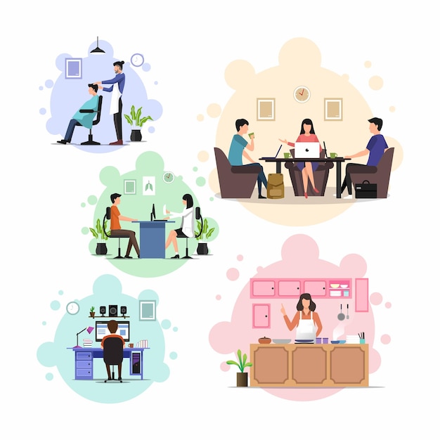 DAILY ACTIVITIES FLAT VECTOR ART